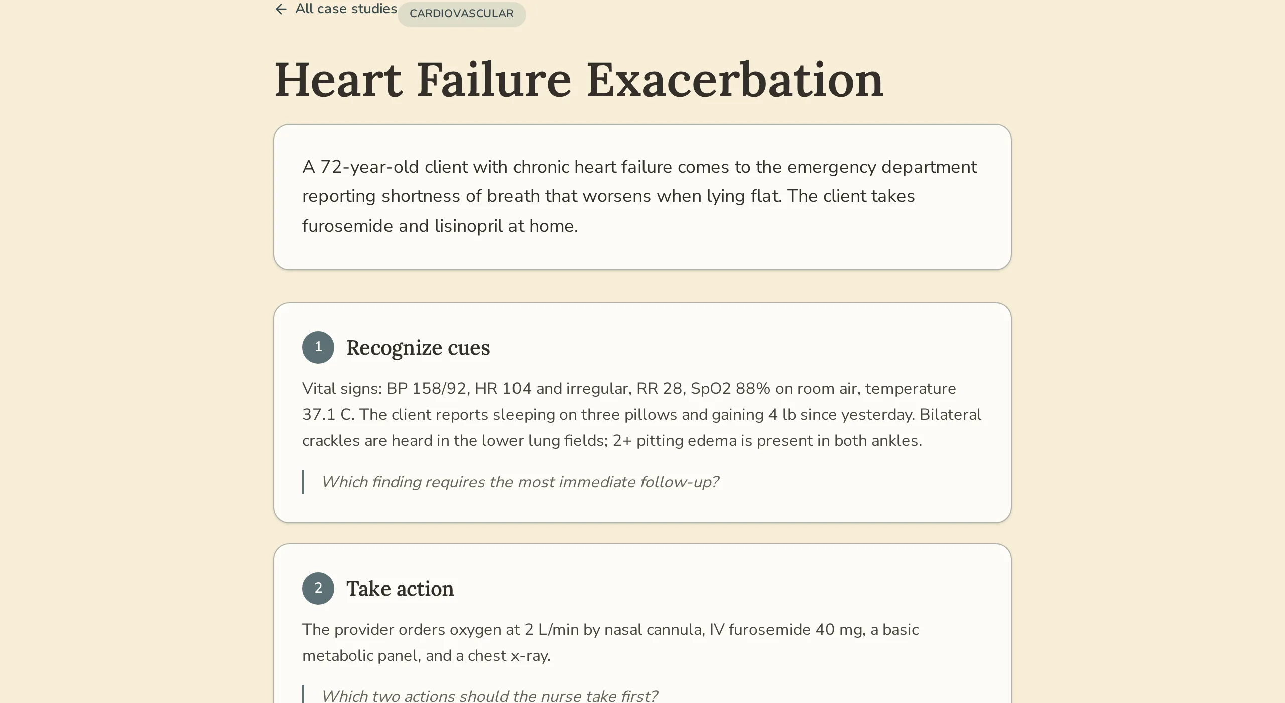 An unfolding NGN case study walking through recognize cues and take action steps